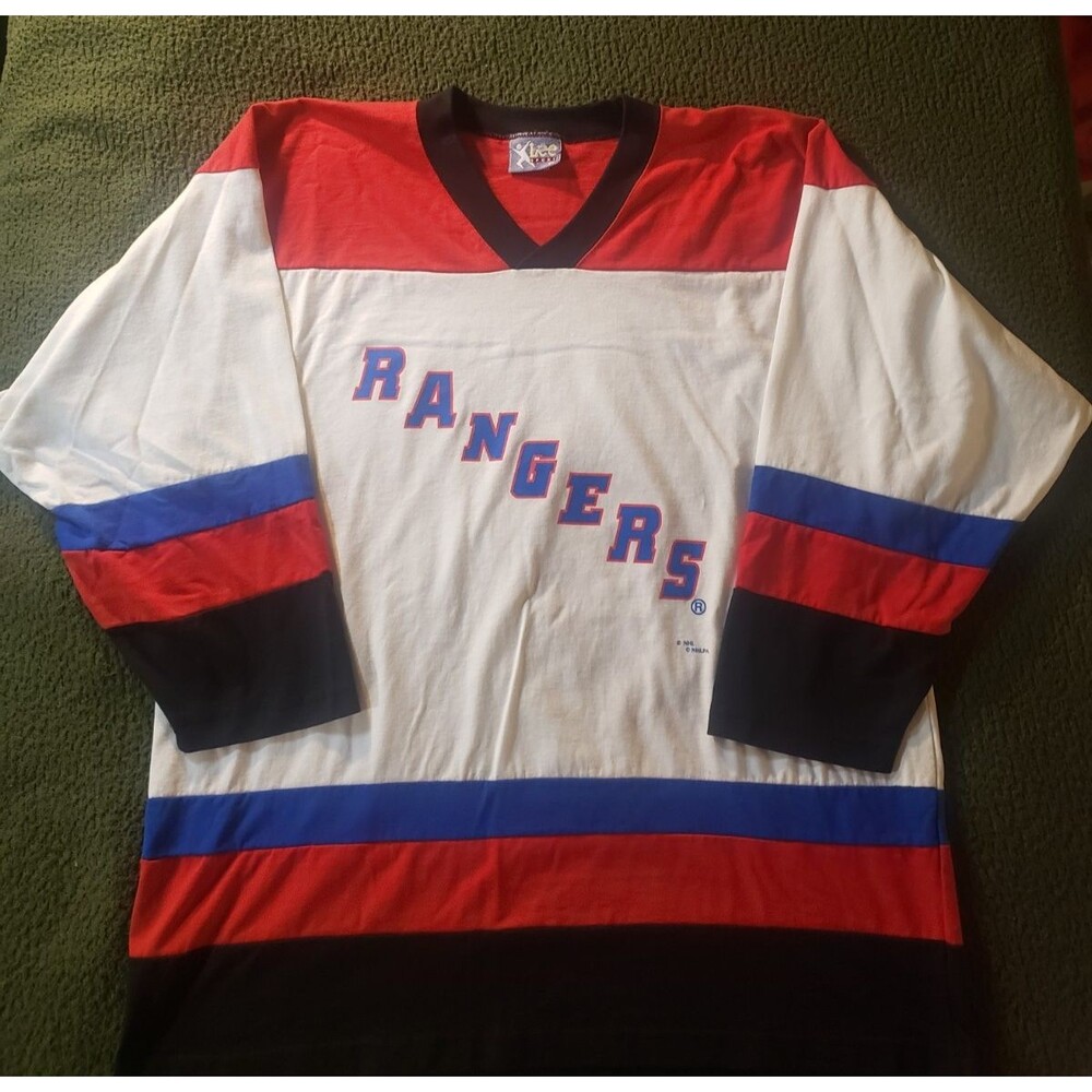 Vintage 90s New York Rangers "Jersey" Long Sleeve Shirt Brian Leetch NHL LARGE